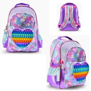 Mochila 18 pulgadas Footy Pop it con luz led y llavero.