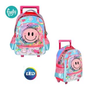 Mochila carro 18 pulgadas Footy Smile con luz led