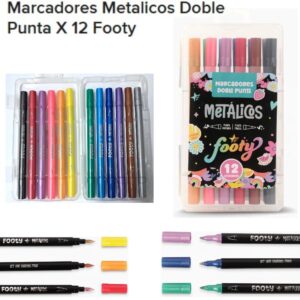Marcadores metalicos doble punta x 12 unidades Footy