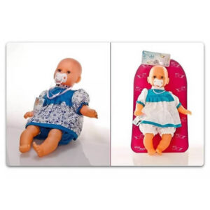 Bebe de goma mediano con ropita y ojos movibles