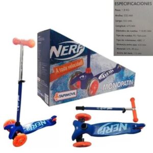 Monopatin 3 ruedas Invertidas Nerf. Con luces led