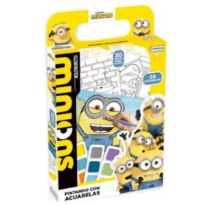 Pintando con acuarela Minions. Contiene 30 hojas para pintar, acuarelas y pincel.