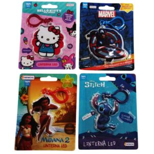 Llavero con linterna led personajes. Blister 14cm x 11cm.