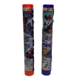 Mega tubo marvel/disney. Contiene hojas para colorear, stickers, stickers de goma eva y crayones.