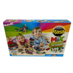 Rasti mix de 300 piezas.Especial para juego libre,trae ruedas,ejes,puertas,ventanas,hélices y más