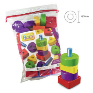 Monta figuras x 48 piezas.Son figuras geométricas para encastrar con los cilindros de la manera que más les guste a los chicos