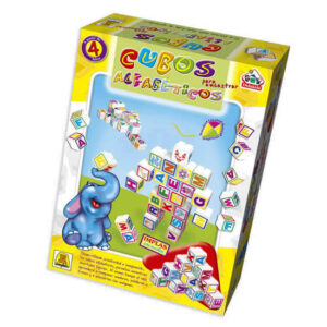 Cubos alfabéticos.Bloques de encastre con sticker de letras