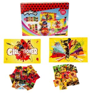 Miraculous set x4. (Rompecabezas 48-24/Memotest/ Domino)
