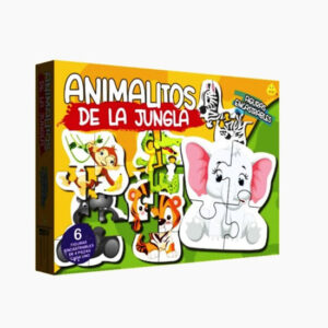 Rompecabezas x 6 figuras de 4 piezas cada uno. Animales de la Jungla.