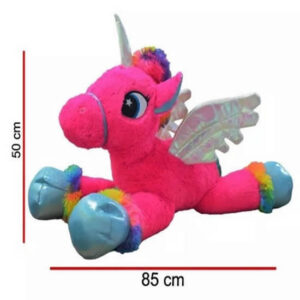Unicornio echado c/alas, ojos bordados. Mide 85cm de largo , 50cm de altura.