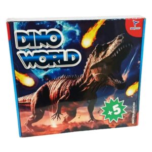 Juego recorrido T. Dino World. Trae 1 tablero, 6 peones y 1 dado.