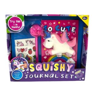 Diario Unicornio con squishy, con lapicera y planchas de stickers
