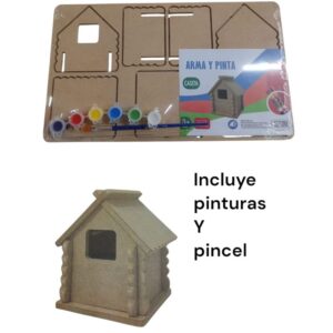 Set arte placa casita con pinturas y pincel