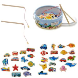 Juego pesca balde de madera con imán