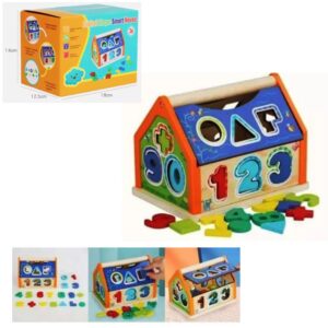 Casita madera con encastres formas y números