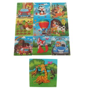 Rompecabezas madera 15 x 15cm  Animal 16 piezas