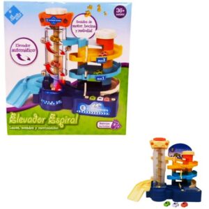 Crece-D Elevador espiral. Estacionamiento de 3 niveles con elevador automatico, sonidos y luces Baterias Incluidas . 21cm x 23cm