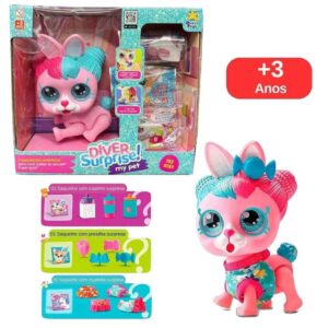 Mascotas con sorpresas  Diver. Trae 3 accesorios sorpresa. Hace pipí