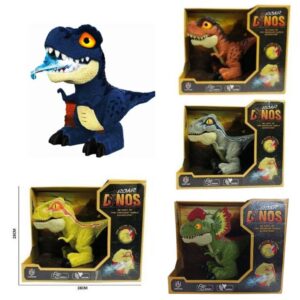 Dinosaurio Spray con luz, sonido y movimiento. Altura 18cm. Caja 28cm x 23cm