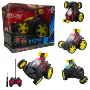 Auto radio control 6 funciones gira ruedas con luz y sonido. Caja:16 x12 cm