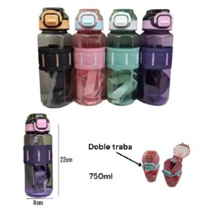 Botella plastica 750ml con tira para colgar