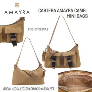 Cartera Amayra Camel 725 Mini bags. Trae bolsa de friselina