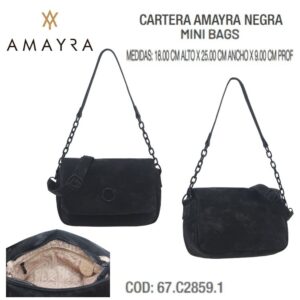 Cartera amayra negra 5916. Trae bolsa de friselina