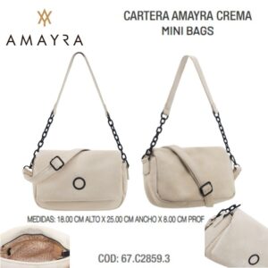 Cartera amayra crema 930. Trae bolsa de friselina