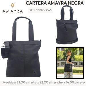 Cartera Amayra Negra 467. Trae bolsa de friselina