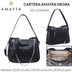 Cartera Amayra Negra 825. Trae bolsa de friselina