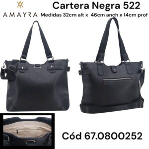 Cartera Amayra Negra 522. Trae bolsa de friselina
