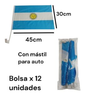 Bandera tela para auto 30cm x 45cm. Se vende bolsa x 12unid.
