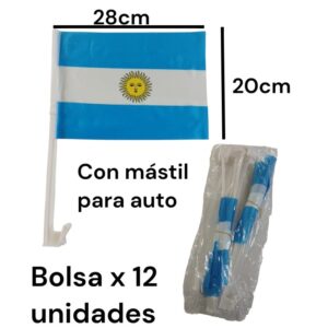 Bandera Tela para auto 20cm  x 28cm. Se vende bolsa x 12 unidades