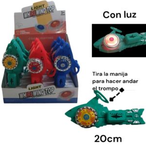 Trompo con lanzador tiburon. Con luces.