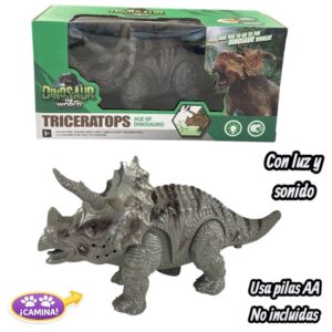 Dinosaurio 21.5cm,camina,luz y sonido.Caja 22×11.5cm