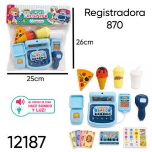 Registradora con luz y sonido 870. Trae accesorios (12187)