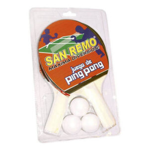 Paleta ping pong con 3 pelotas blister 19x30cm