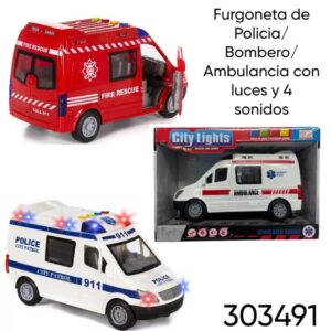 Furgoneta Policia/Ambulancia/Policia 1177 con luz y 4 sonidos (303491)