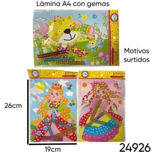 Sticker lámina A4 con gemas (24926) Modelos surtidos