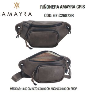 Cartera -Riñonera Amayra Gris 728. Trae bolsa de friselina