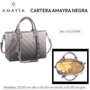 Cartera Amayra Negro 912. Trae bolsa de friselina