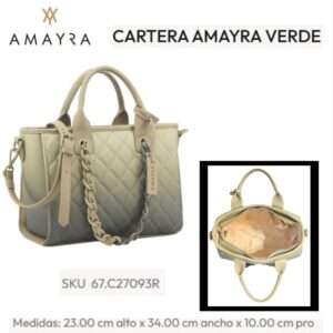 Cartera Amayra Verde 936. Trae bolsa de friselina.
