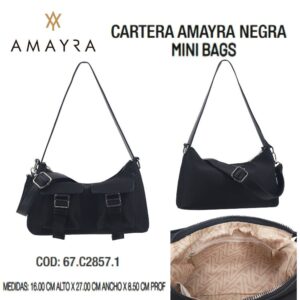 Cartera Amayra Negra Mini bags 718. Trae bolsa de friselina