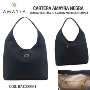 Cartera Amayra Negra 914. Trae bolsa de friselina.