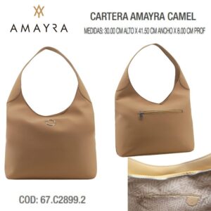 Cartera Amayra Camel 921. Trae bolsa de friselina.