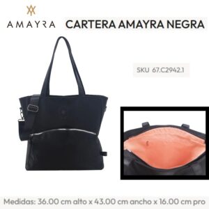 Cartera Amayra Negra 215. Trae bolsa de friselina