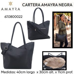 Cartera Amayra Negra 221. Trae bolsa de friselina