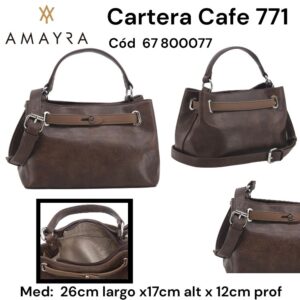 Cartera Amayra Cafe 771. Trae bolsa de friselina