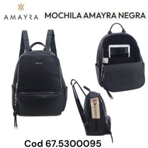 Mochila Amayra Negra 955. Trae bolsa de friselina
