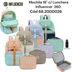 Mochila 18 pulgadas Influencer con lunchera 260